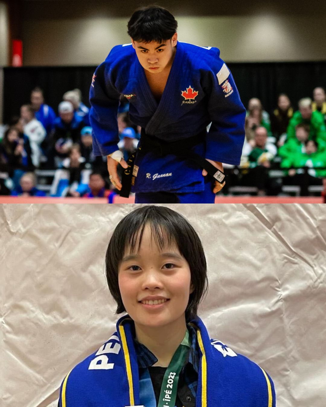 Split screen of two Judo athletes at the Canada Games