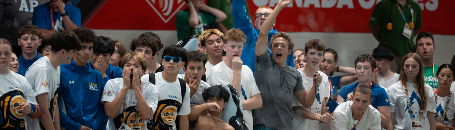 Swimming crowd cheering